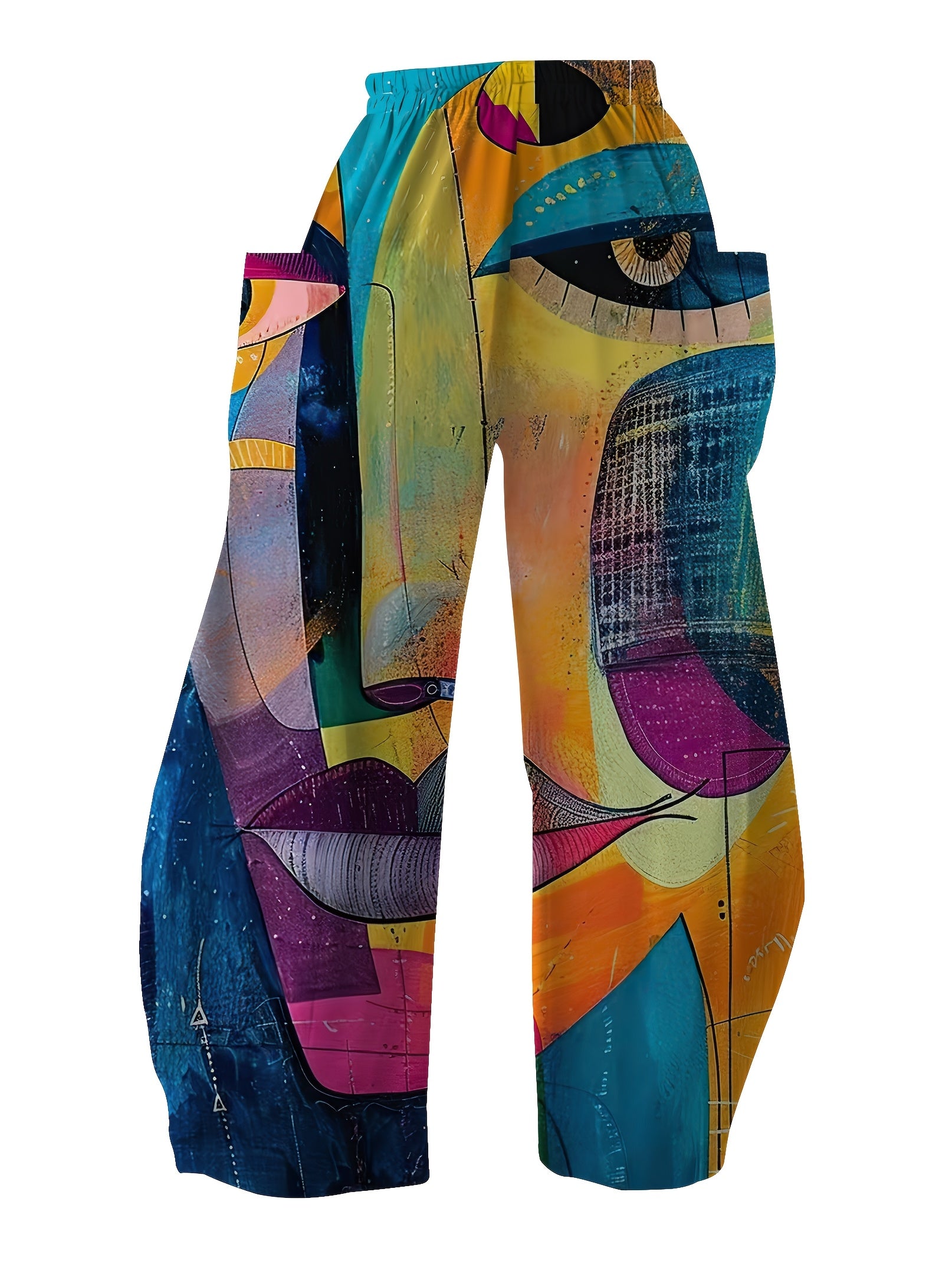 Women'S Graffiti 3D Print Wide Leg Palazzos - Casual Loose Fit Polyester 100% Long Pants with Pockets for All Seasons - Woven Non-Stretch Fabric, 120g/m² - Weekend Casual Wear